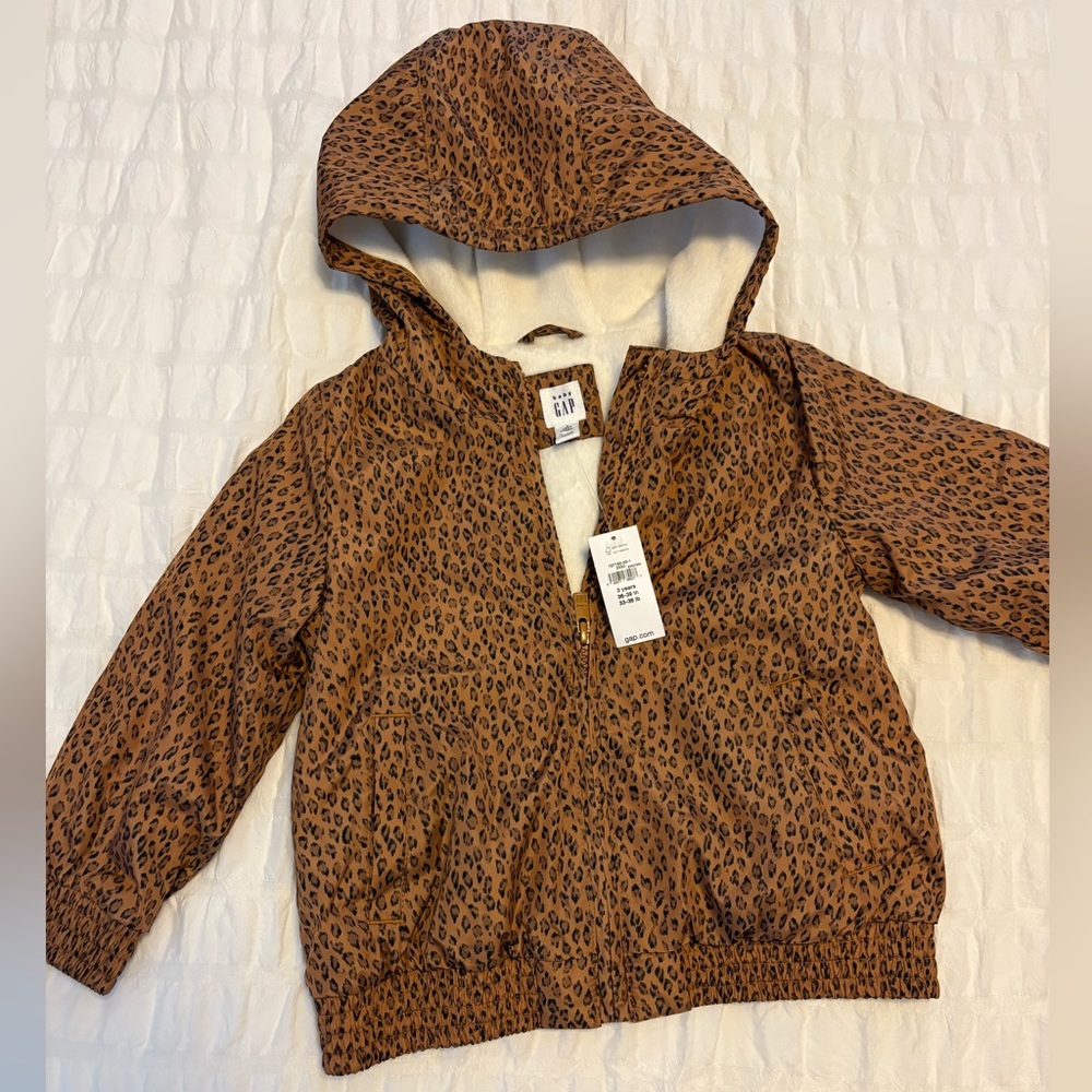 Leopard Print Fleece Lined Windbreaker